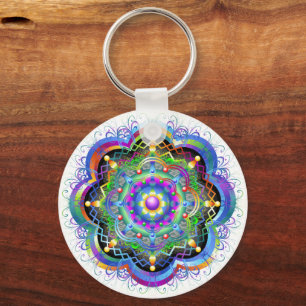 Mandala Universe Psychedelic Colors Schlüsselanhänger