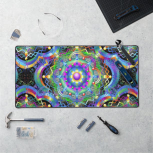 Mandala Universe Psychedelic Colors Schreibtischunterlage