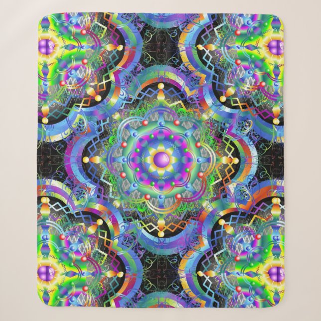 Mandala Universe Psychedelic Colors Sherpadecke (Vorderseite)