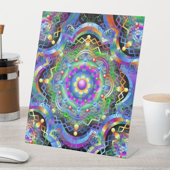 Mandala Universe Psychedelic Colors Sockelschild (In Situ)
