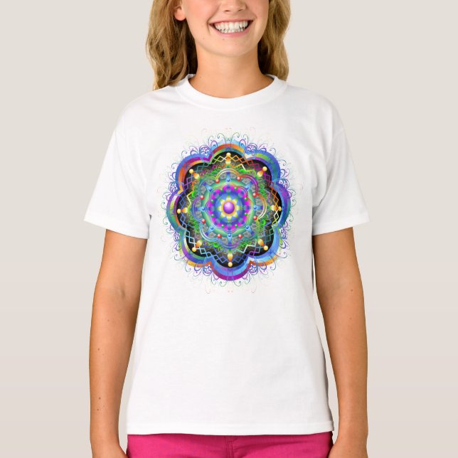 Mandala Universe Psychedelic Colors T-Shirt (Vorderseite)