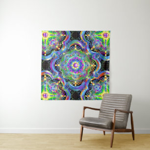 Mandala Universe Psychedelic Colors Wandteppich