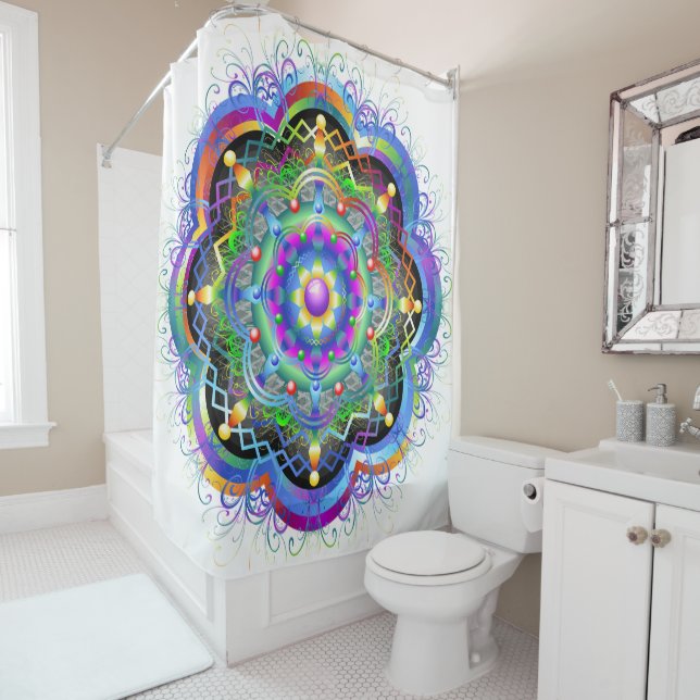 Mandala Universum Farben Duschvorhang (Beispiel)