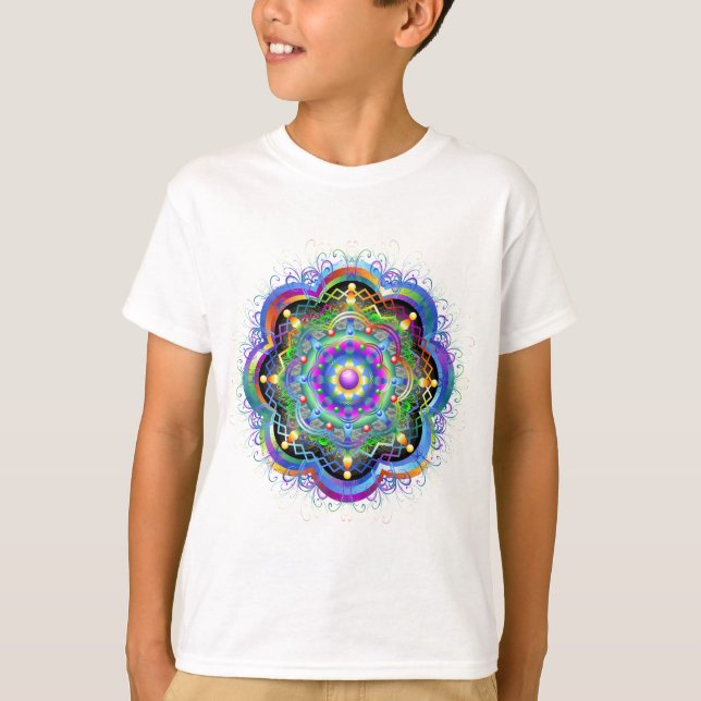 Mandala-Universum-Farben T-Shirt (Vorderseite)