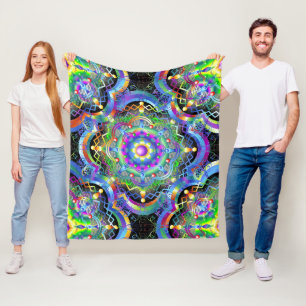 Mandala-Universum psychedelische Farben Fleecedecke