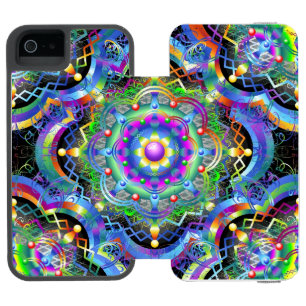 Mandala-Universum psychedelische Farben Incipio Watson™ iPhone 5 Geldbörsen Hülle