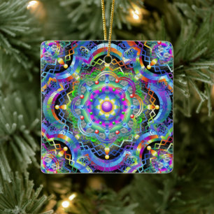 Mandala-Universum psychedelische Farben Keramikornament