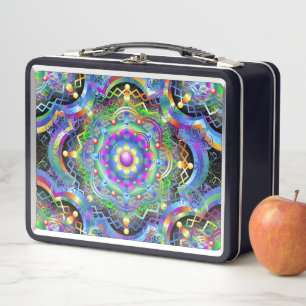 Mandala Universum psychedelische Farben Metall Brotdose
