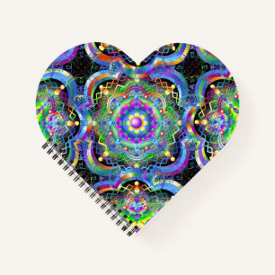 Mandala-Universum psychedelische Farben Notizbuch