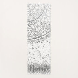 Mandala verzaubern mit Silberstern auf Weiß Yogamatte