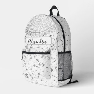 Mandala verzaubern mit Silver Stars Personalisiert Bedruckter Rucksack