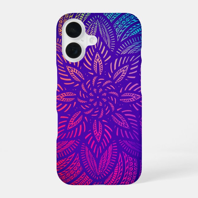 Mandala Vibrant Design iPhone 16 Hülle (Rückseite)