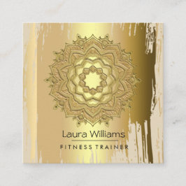 Mandala-Vintager Lotos-Blumen-Goldyoga-Lehrer Quadratische Visitenkarte