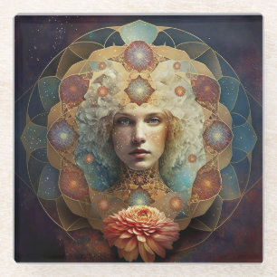 Mandala Visionäre Kunst leben Glasuntersetzer