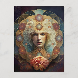 Mandala Visionäre Kunst leben Postkarte