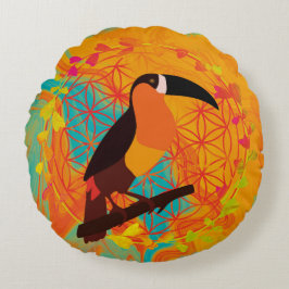 Mandala-Vogel Rundes Kissen