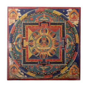 Mandala von Amitayus. Tibetanische Schule des 19. Fliese