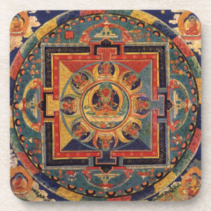 Mandala von Amitayus. Tibetanische Schule des 19. Getränkeuntersetzer