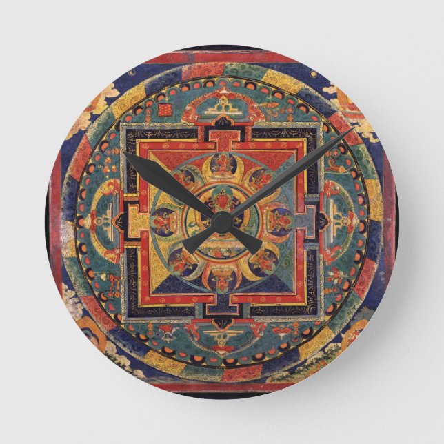 Mandala von Amitayus. Tibetische Schule des 19. Ja Runde Wanduhr (Vorderseite)