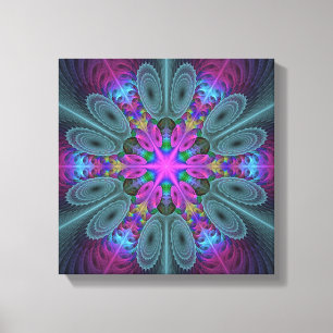 Mandala von der Mitte aus farbenfrohe Fraktalkunst Leinwanddruck