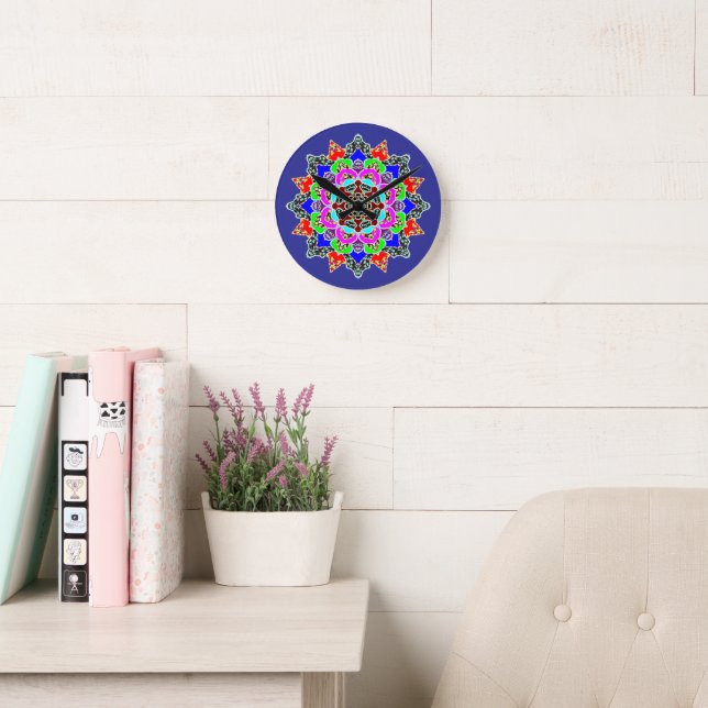 Mandala Wall Clock, 8" runder Acrylic Runde Wanduhr (Lesesaal)
