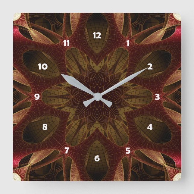 Mandala Wall Clock Quadratische Wanduhr (Vorderseite)
