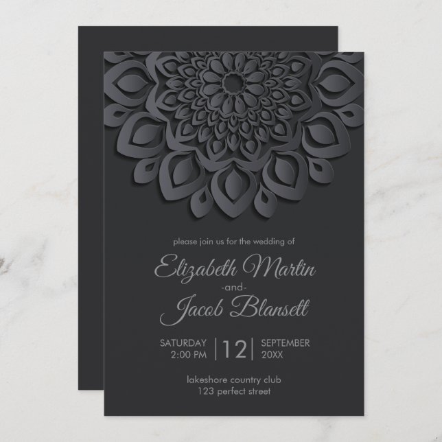 Mandala Wedding Einladung (Vorne/Hinten)