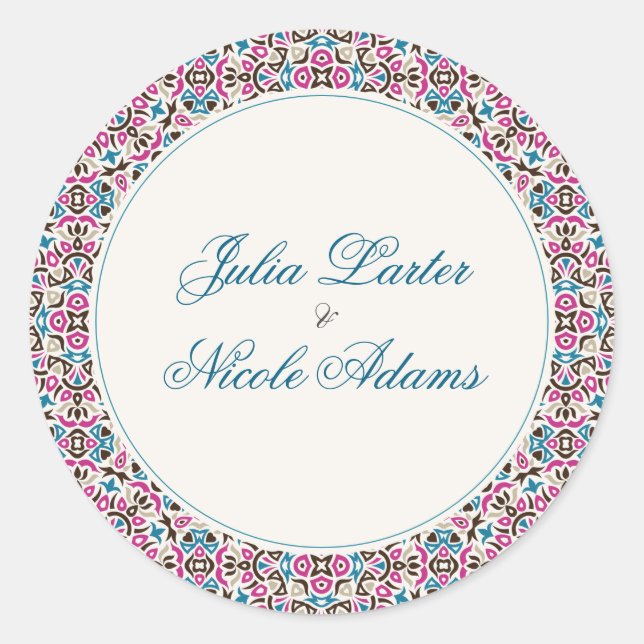 Mandala Wedding Runder Aufkleber (Vorderseite)