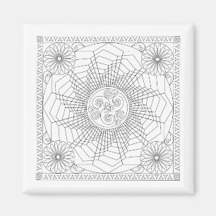 Mandala Wheel in Schwarz/Weiß - Farbkarte N Magnet