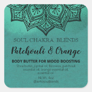 Mandala White Aquamarin Mood Blend Labels Quadratischer Aufkleber
