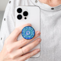 Mandala White Kontur 12 on Blue Aquamarin -