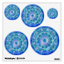 Mandala White Kontur blue Wassercolor -