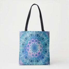Mandala White Kontur blue Wassercolor -