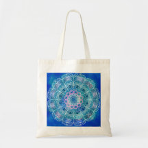 Mandala White Kontur blue Wassercolor -