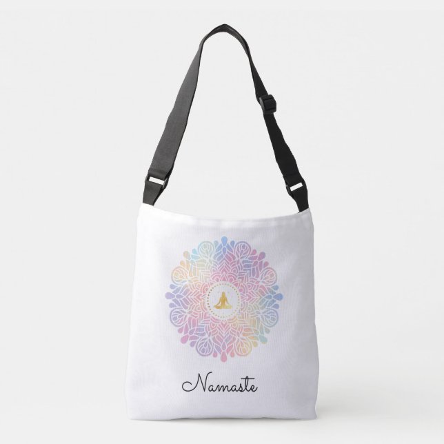 *~* Mandala Women Mediation Energy Pastel Rainbow Tragetaschen Mit Langen Trägern (Vorderseite)