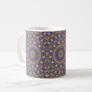 Mandala yellow blue coffee mug kaffeetasse