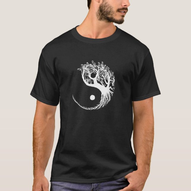 Mandala Yin Yang Bonsai Tree Funny Hippie Geschenk T-Shirt (Vorderseite)