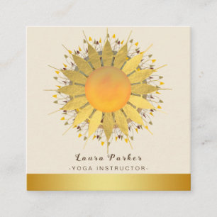 Mandala Yoga Instructor Classic Lotus Floral Gold Quadratische Visitenkarte