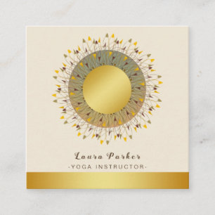 Mandala-Yoga-Lehrer Classic Lotus Floral Gold Quadratische Visitenkarte