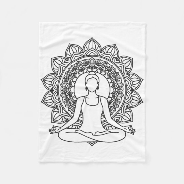 Mandala-Yoga-Meditationspose Achtsamkeitsdesign  Fleecedecke (Vorderseite)