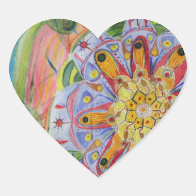 Mandala zeichnend Herzklammern, glänzend Herz-Aufkleber (Vorderseite)