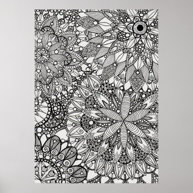 Mandala Zen Muster Lineart Poster Print (Vorne)