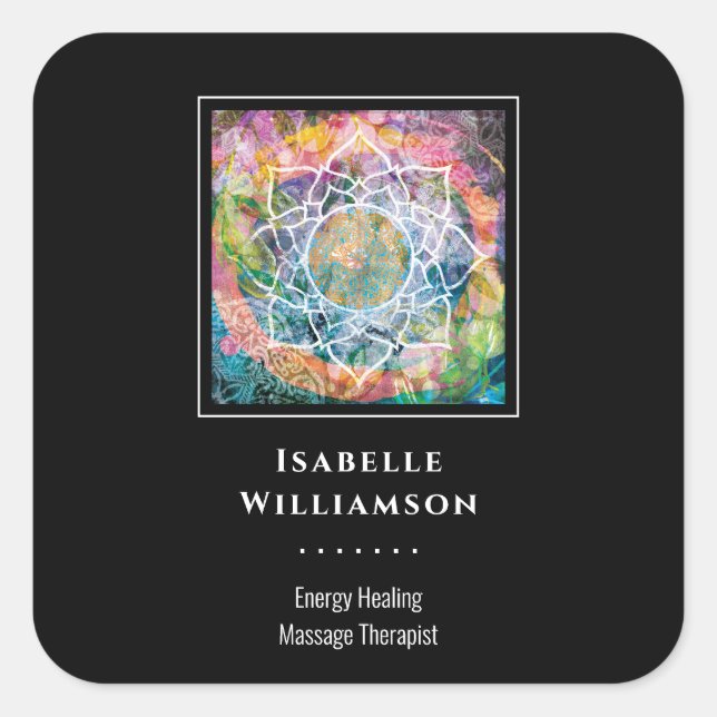 Mandala Zen Reiki Yoga Massage Sacro Spirituelle Quadratischer Aufkleber (Vorderseite)