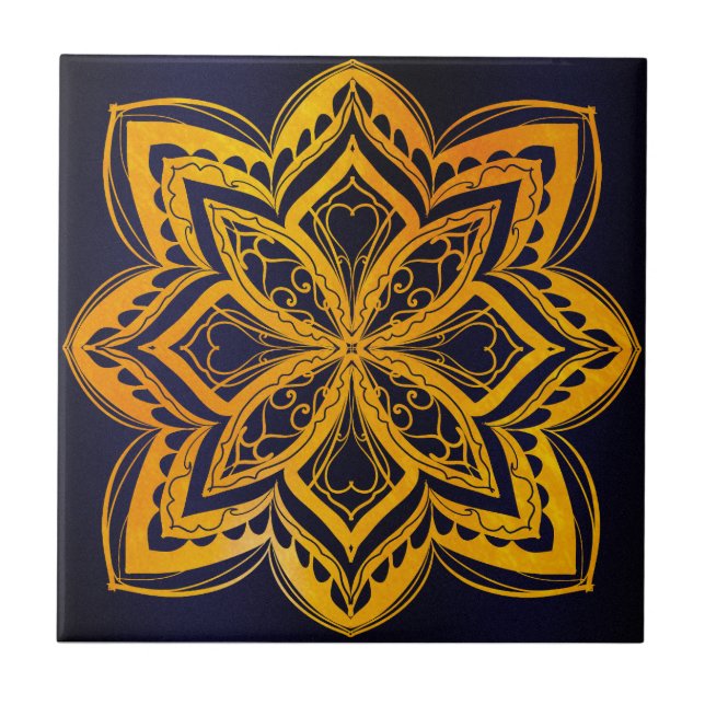 Mandala, zen, sacred geometric, chakra, gold, eleg fliese (Vorderseite)