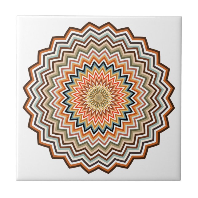 Mandala-Zickzack-Muster Fliese (Vorderseite)