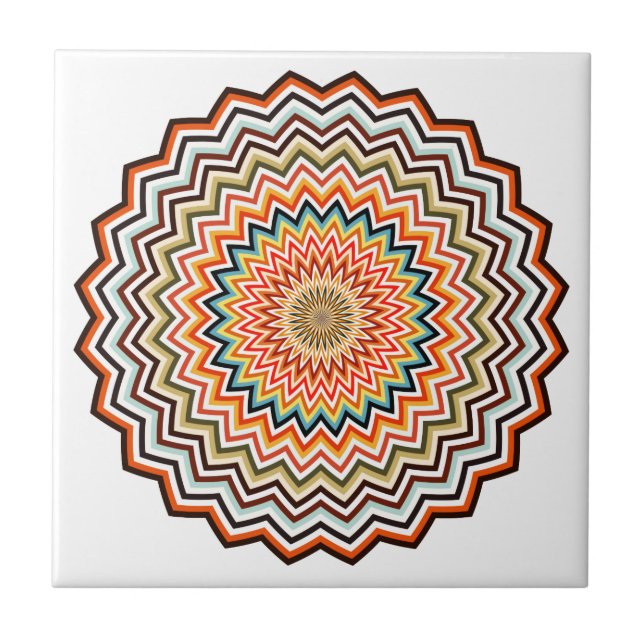 Mandala-Zickzack-Muster Fliese (Vorderseite)