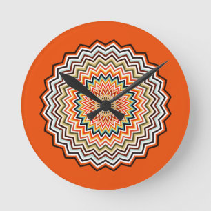 Mandala-Zickzack-Muster Runde Wanduhr