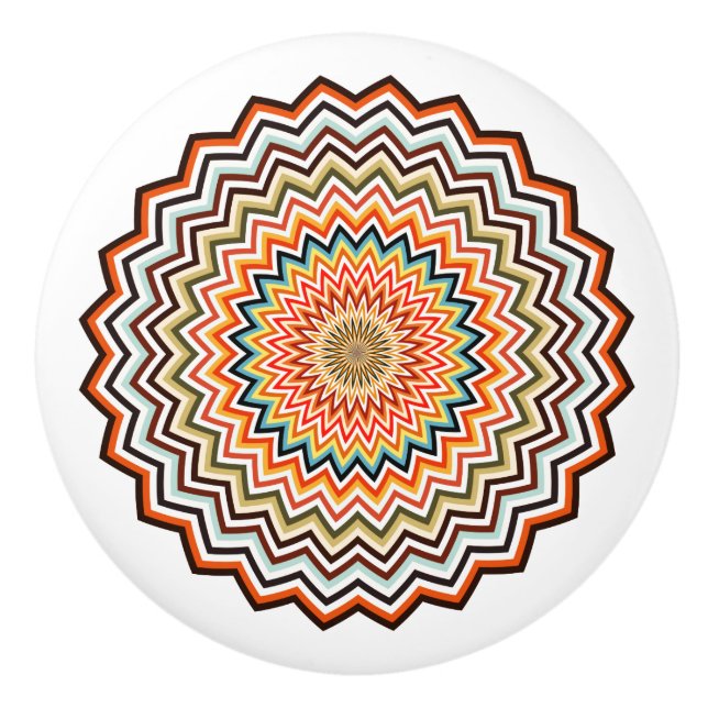 Mandala Zigzag Muster Keramikknauf (Vorderseite)
