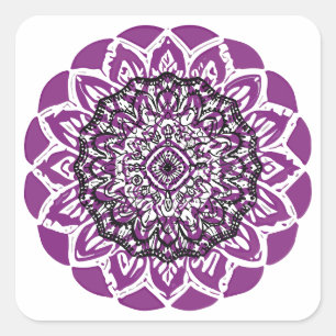 mandala Zoom zeichnend Quadratischer Aufkleber