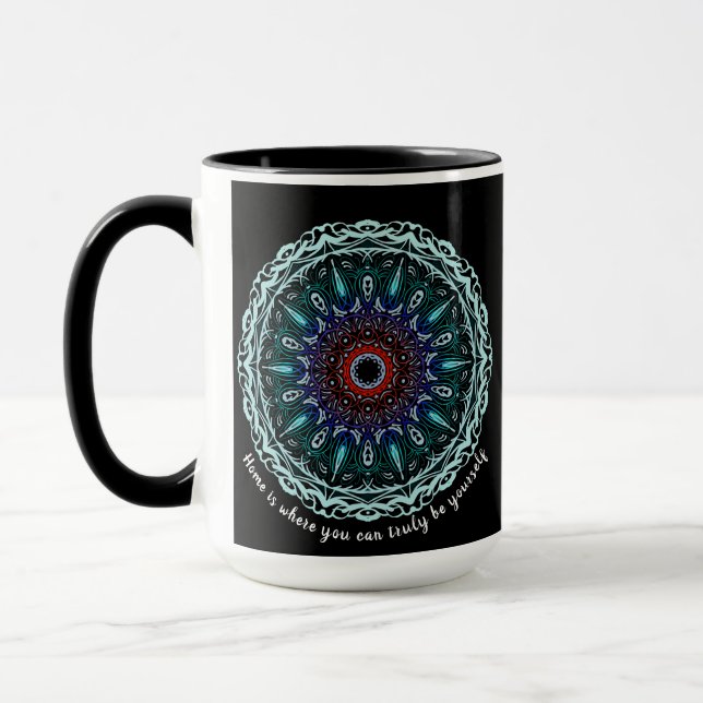 Mandala "Zuhause ist der Ort, an dem Sie wirklich  Tasse (Links)